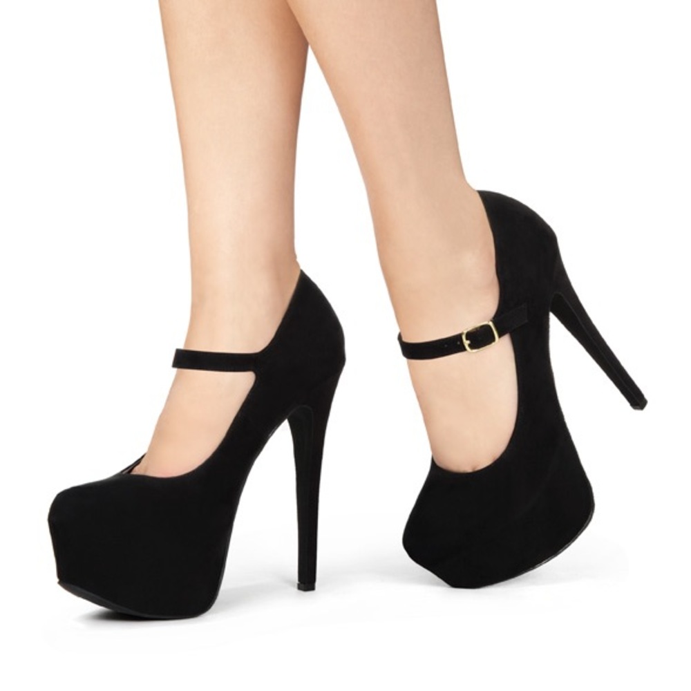 JustFab Nikita black strap platform heels
